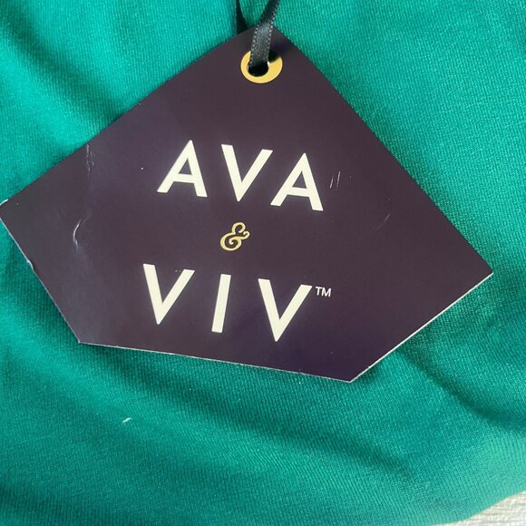 Ava & Viv Draped Knot Front Top Womens 1X Green New Short Sleeves - Picture 8 of 8